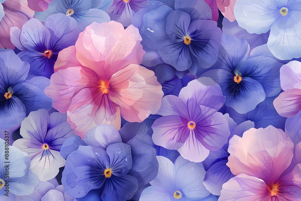 Vibrant Array of Purple and Pink Flowers in Full Bloom Vibrant Array of Purple and Pink Flowers in Full Bloom
