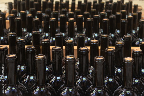 
Wine bottles aging in a Georgian cellar