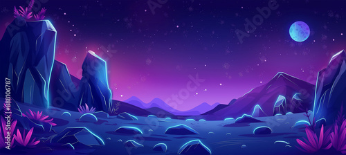 Space background, alien planet landscape, Game background, Illustration