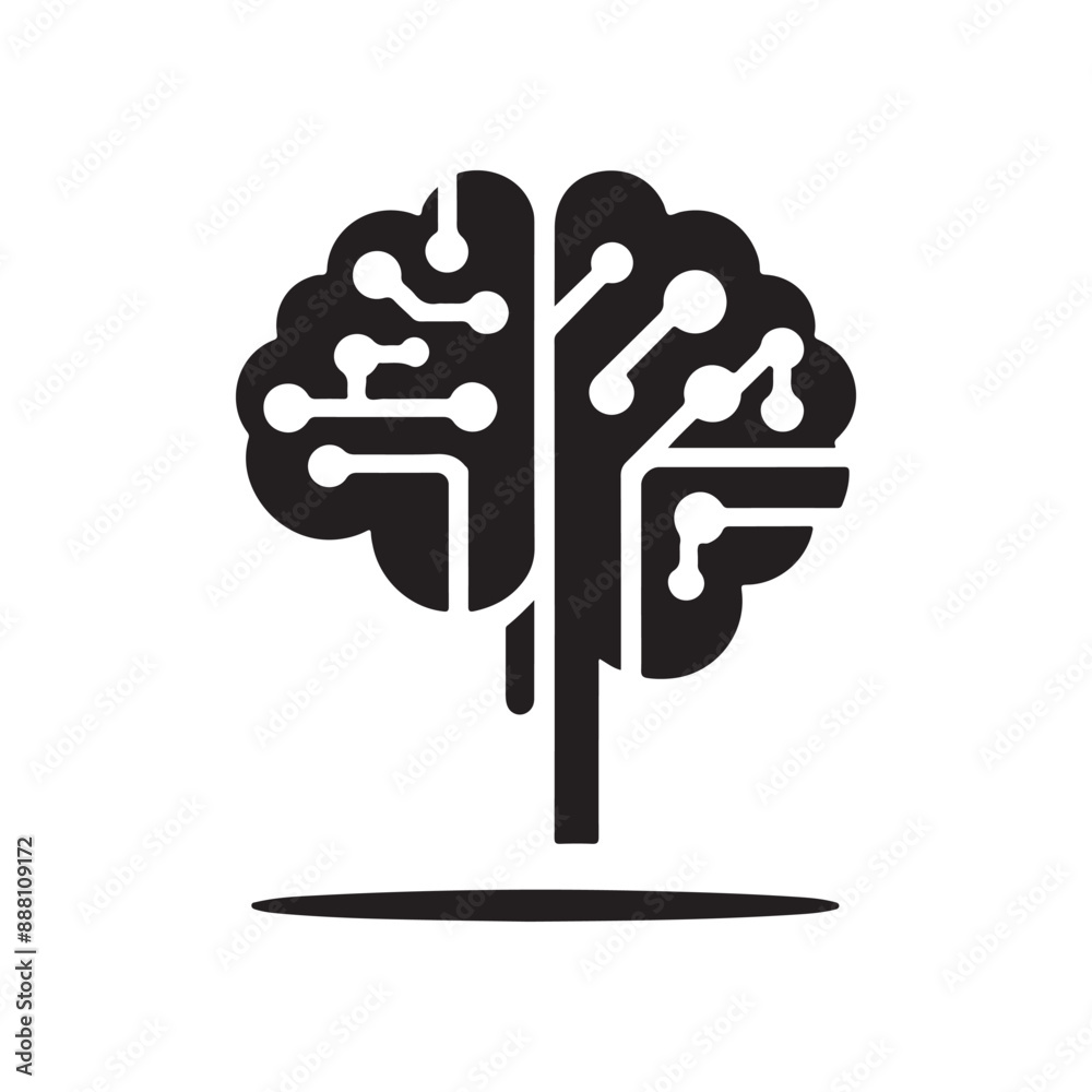 digital brain logo template, brain logo, icon, symbol, Cybernetic brain microchip logo digital brain logo template, brain logo, icon, symbol, Cybernetic brain microchip logo