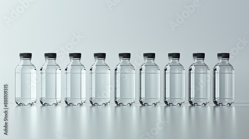 Group of plastic drink water bottles