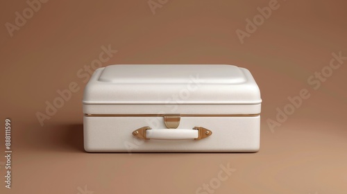 White jewelry box on brown background