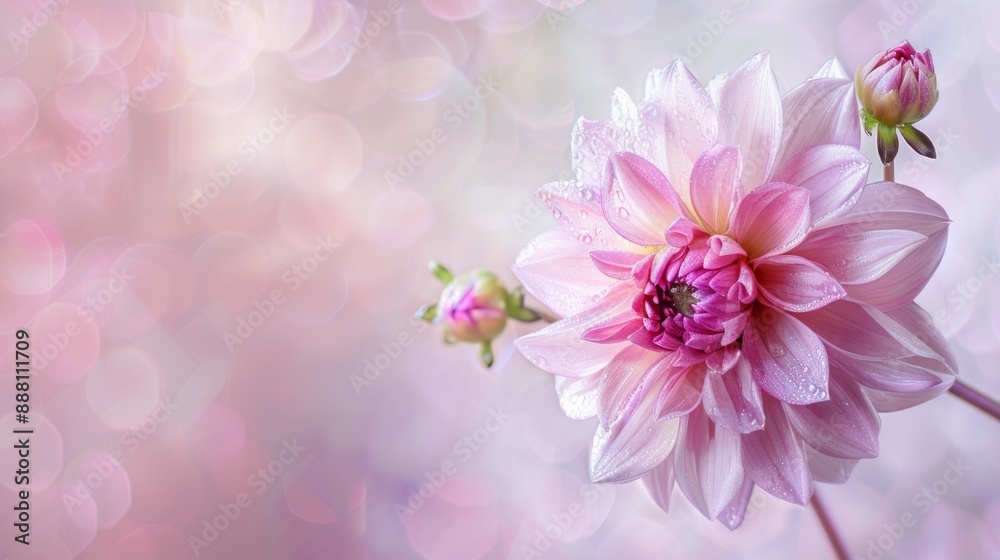 Delicate Pink Dahlia with Dewdrops Delicate Pink Dahlia with Dewdrops