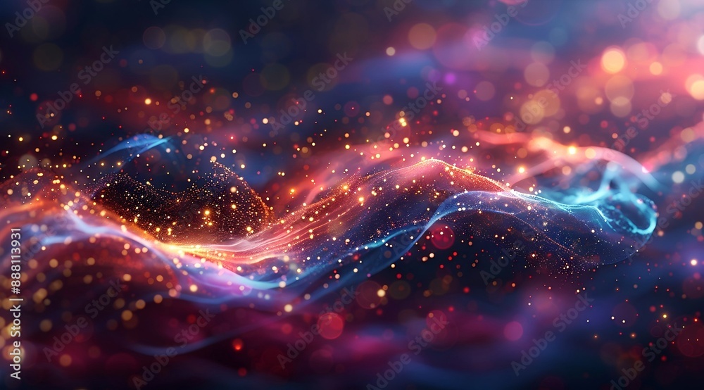 Obraz premium Abstract Background with Glowing Bokeh Lights and Swirls 