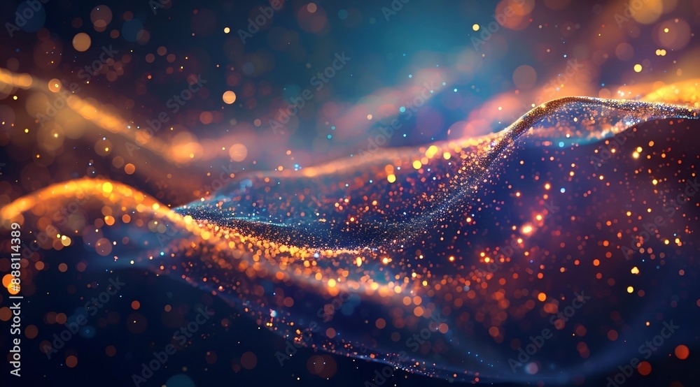 Abstract Background with Glowing Bokeh Lights and Swirls 