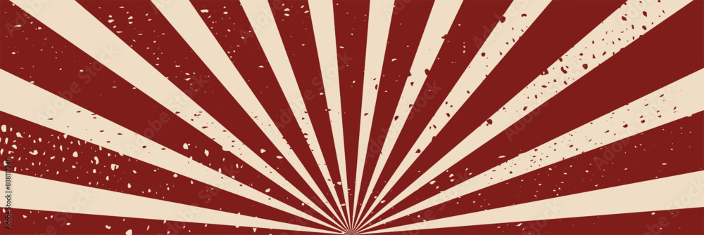 Fototapeta premium A vintage sunburst background with distressed red and beige rays, perfect for retro-themed designs and posters