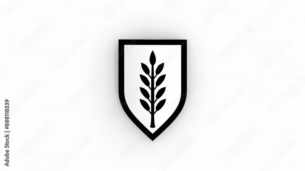 Minimalistic black Slavic shield design on white background bold and symmetrical lines Minimalistic black Slavic shield design on white background bold and symmetrical lines