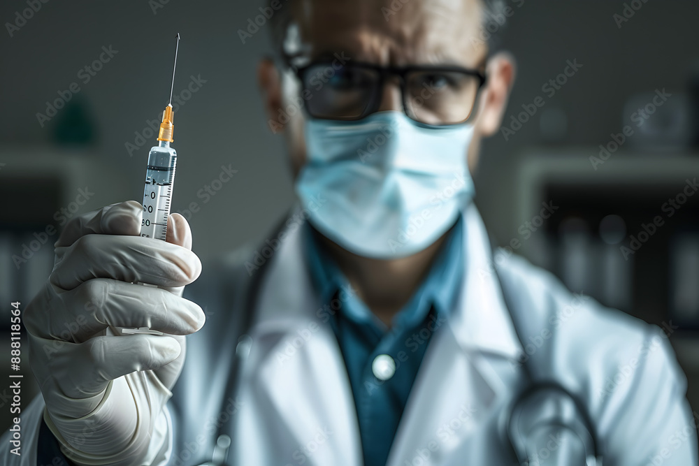 doctor is holding a syringe and a vial of medicine doctor is holding a syringe and a vial of medicine
