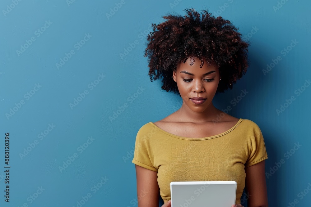 An image of a student focused on an online course or eLearning platform on her tablet. An image of a student focused on an online course or eLearning platform on her tablet.