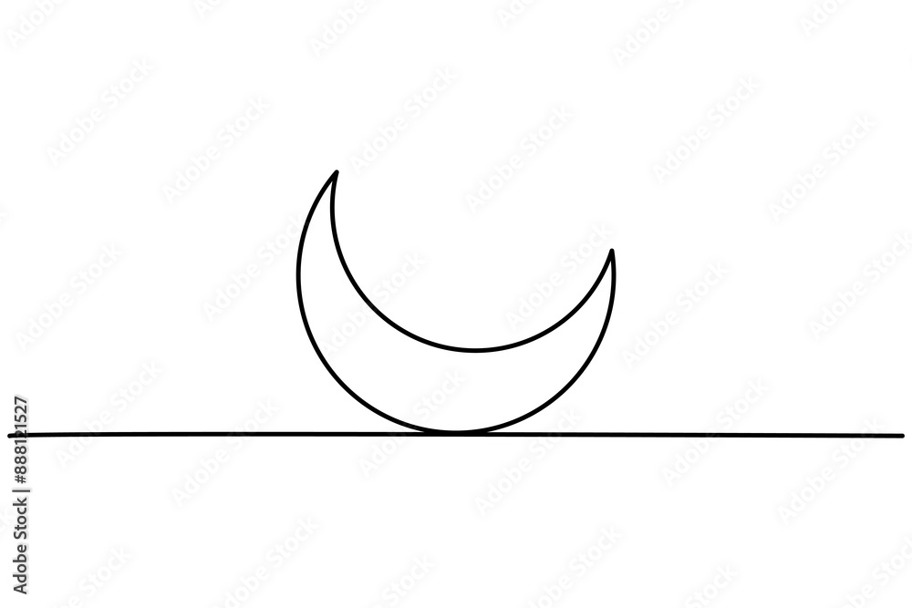 Moon continuous one line drawing of moon outline vector icon Moon continuous one line drawing of moon outline vector icon