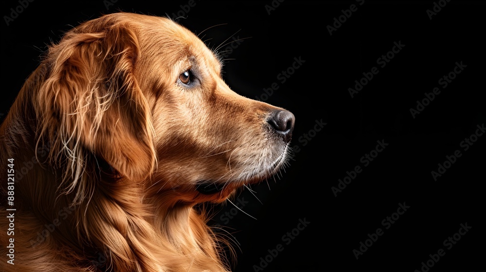 Golden Retriever Dog Portrait on Black Background Golden Retriever Dog Portrait on Black Background