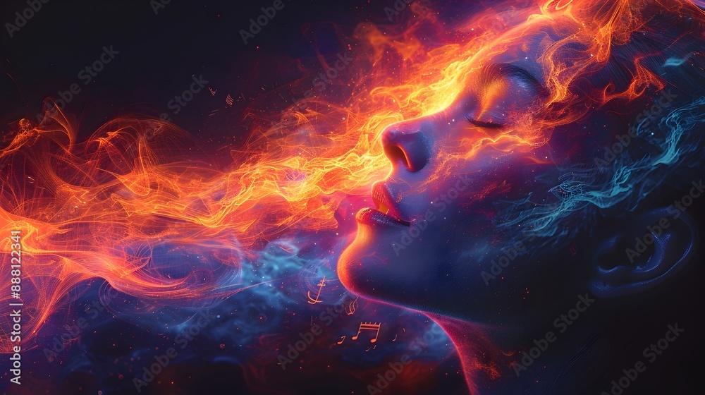 Fiery Cosmic Energy Explosion - Dramatic Abstract Digital Flames Blaze Fiery Cosmic Energy Explosion - Dramatic Abstract Digital Flames Blaze