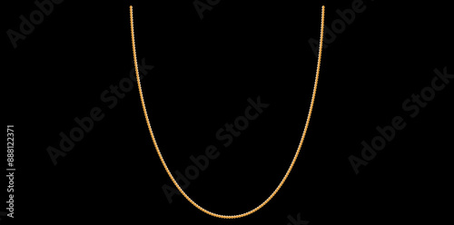 Stylish Gold Chain Isolated On Black Background, Gold Jewelry Vector Illustration.	