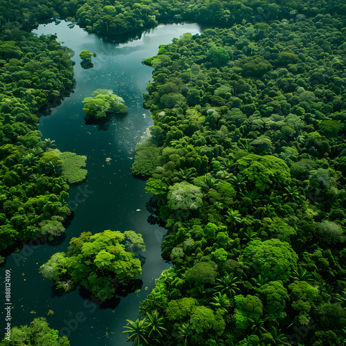 The lush rainforests the Amazon,often called the lungs of the Earth,are a breathtaking natural wonder. Teeming with diverse wildlife,including vibrant macaws,elusive jaguars,and playful river dolphins © peerapong