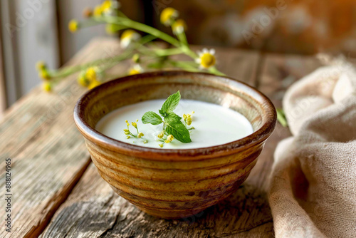 A rustic brown ceramic bowl...
