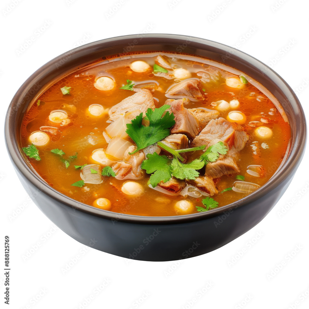 A bowl of hearty soup with meat and white beans, garnished with fresh parsley. A bowl of hearty soup with meat and white beans, garnished with fresh parsley.