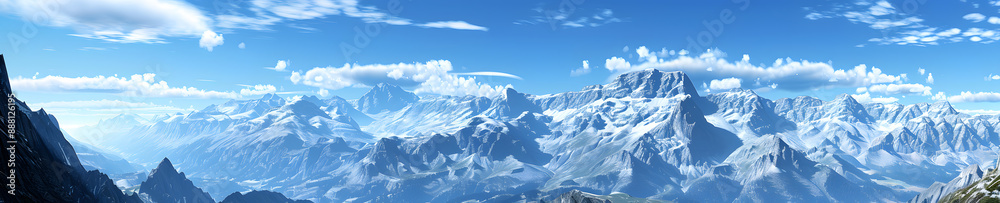 Fototapeta premium The majestic mountains of the Swiss Alps, with their towering peaks and snow-capped summits, create a breathtaking landscape that captivates visitors year-round. Renowned for their beauty and grandeur