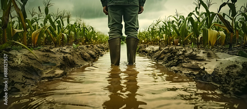 Farmer in a Sea of Corn and Mud