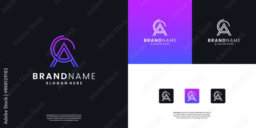 Abstract Letter A and C technology logo design template Abstract Letter A and C technology logo design template