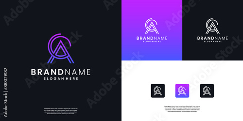 Abstract Letter A  and C technology logo design template