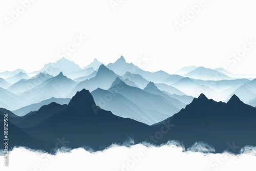 Mountain range silhouette: white background and vector graphic