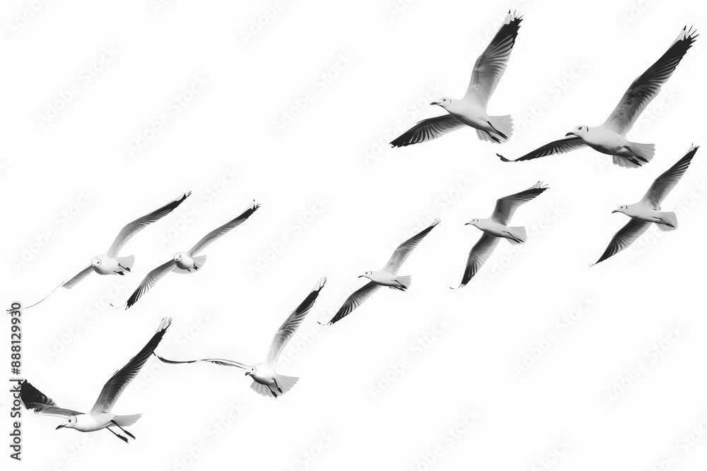 Obraz premium Enhance your projects with this beautifully rendered, 4K UHD image of flying birds, offering exceptional clarity and detail.
