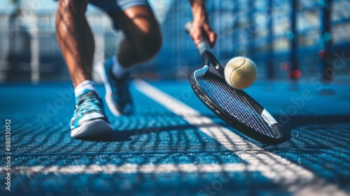A tennis player is in the middle of a match