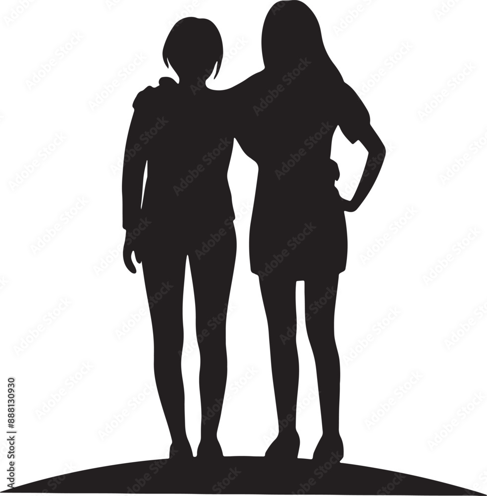 Friendship Day Silhouette Vector Art Illustration With White Background, Friendship Day Special Them. Friendship Day Silhouette Vector Art Illustration With White Background, Friendship Day Special Them.