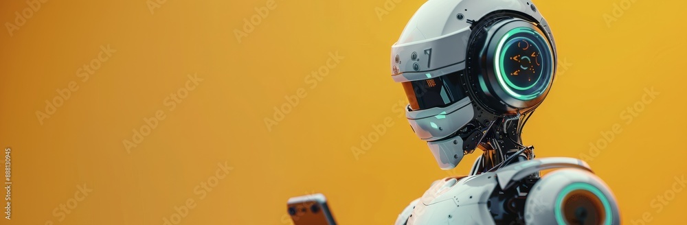 Black and Orange Robot Standing on Orange Background Black and Orange Robot Standing on Orange Background