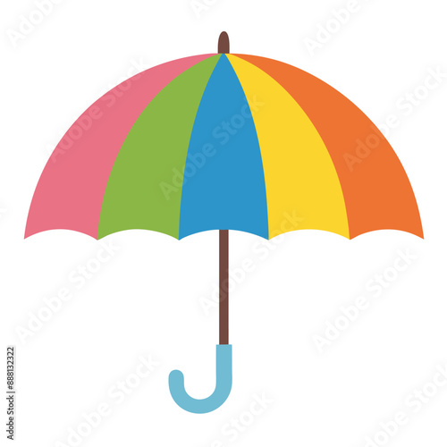 Flat color vector of a summer vacation umbrella, perfect for icons, cartoons, and clipart.