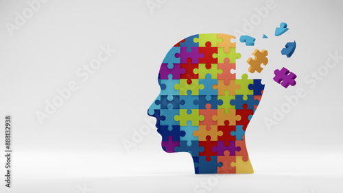 Wallpaper Mural Human head profile and jigsaw puzzle. 3d render Torontodigital.ca