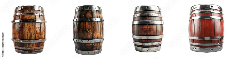 Fototapeta premium Classic Wooden Barrels in Various Finishes