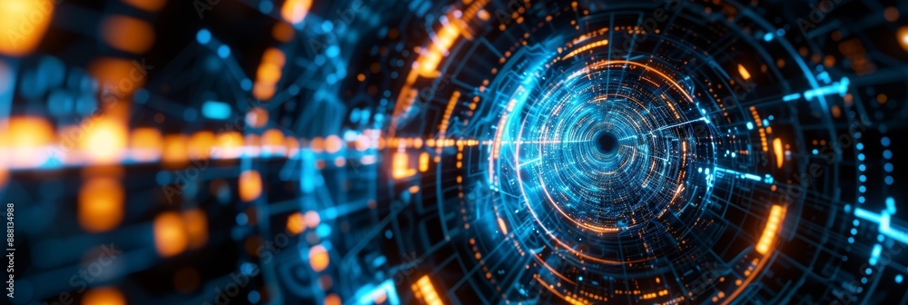 Neon Lights and Technological Depth - An artwork depicting a futuristic sci-fi tunnel engulfed in blue and red neon lights, evoking a sense of speed. Neon Lights and Technological Depth - An artwork depicting a futuristic sci-fi tunnel engulfed in blue and red neon lights, evoking a sense of speed.