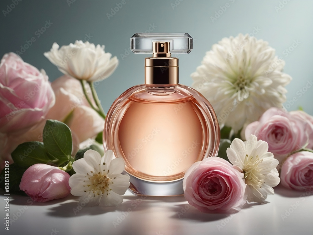bottle of perfume and flower bottle of perfume and flower