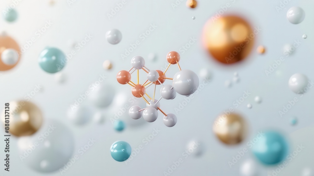 Abstract 3D rendering of spheres connected with lines, representing a network or connection. Abstract 3D rendering of spheres connected with lines, representing a network or connection.