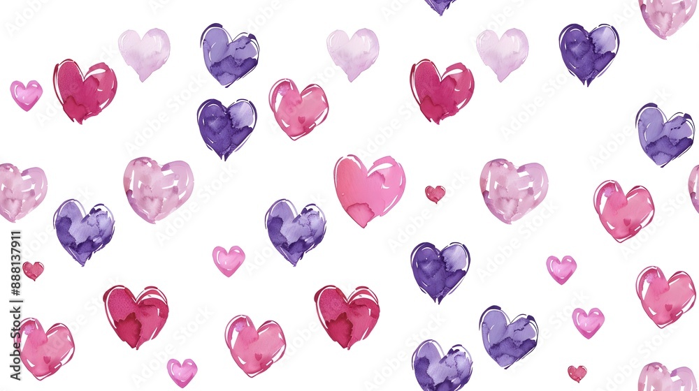 Watercolor Hearts Seamless Pattern Watercolor Hearts Seamless Pattern