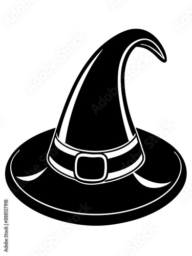 Cartoon-type Halloween black witch hat vector illustration 