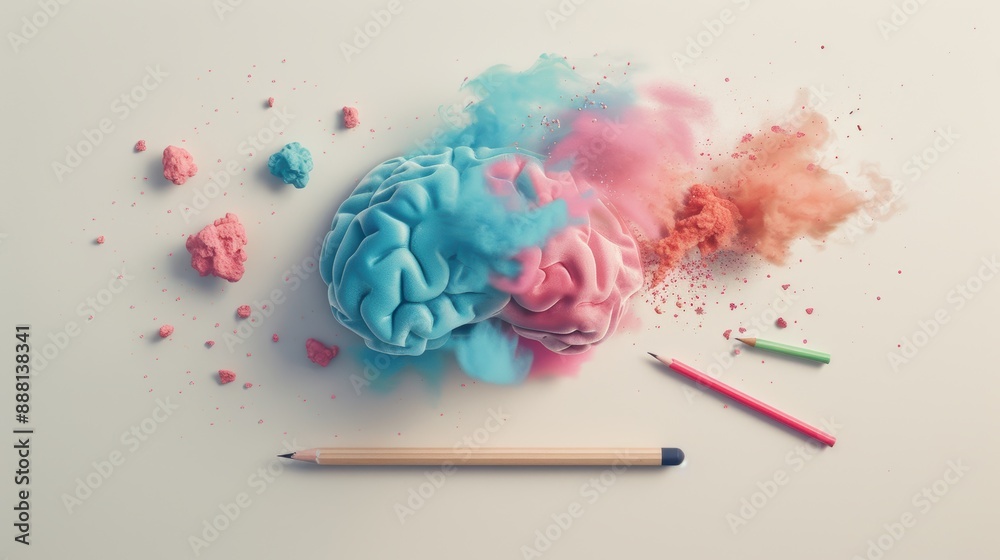 An artistic depiction of a brain emitting colorful brainwaves, surrounded by marketing tools, with ample copy space for customization. The image highlights the role of neuromarketing. An artistic depiction of a brain emitting colorful brainwaves, surrounded by marketing tools, with ample copy space for customization. The image highlights the role of neuromarketing.