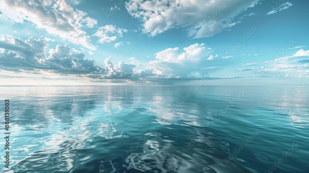 Obraz premium Tranquil Seascape with Fluffy Clouds