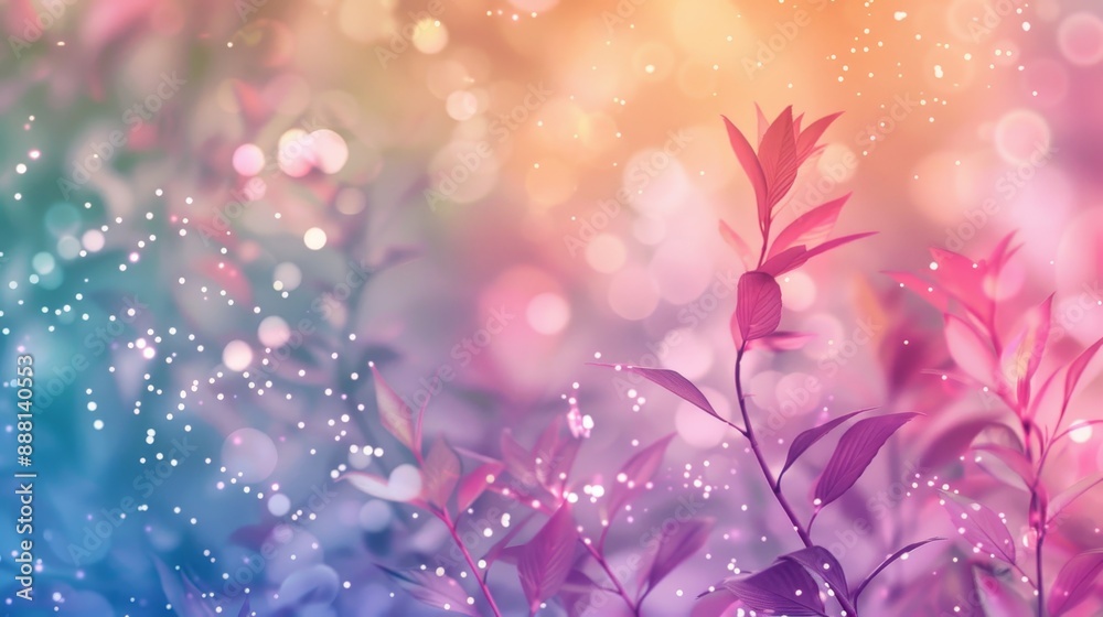Pastel gradient background with soft edges leaf-like patterns and tiny lights Pastel gradient background with soft edges leaf-like patterns and tiny lights
