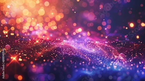 Abstract background with jewel-toned gradient crystalline textures and stars