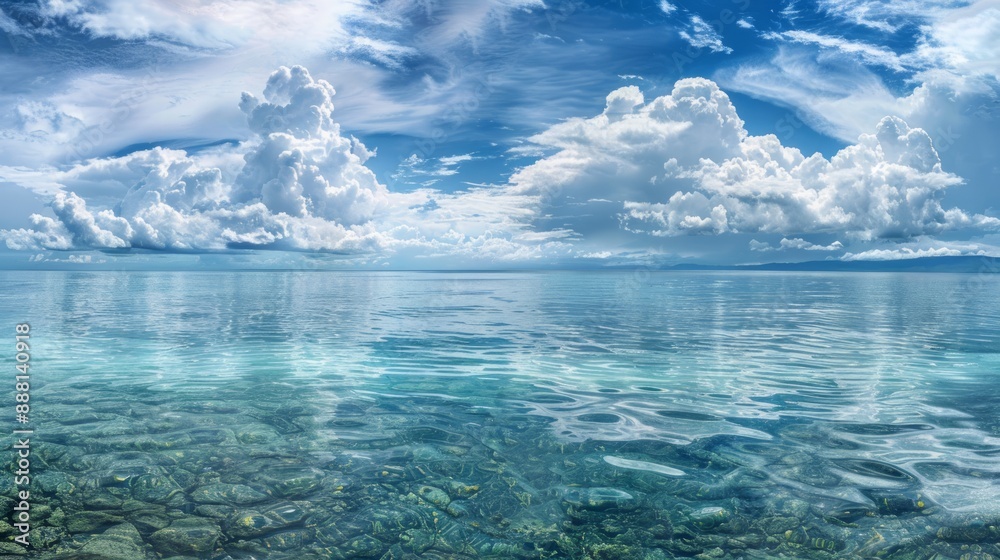 Fototapeta premium Tranquil Sea Under a Cloudy Sky