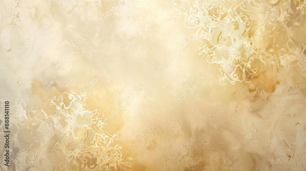 Smooth gradient from gold to ivory wallpaper with lace patterns glowing highlights