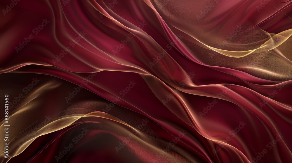 Obraz premium Elegant abstract background with burgundy golds flowing lines and glowing accents