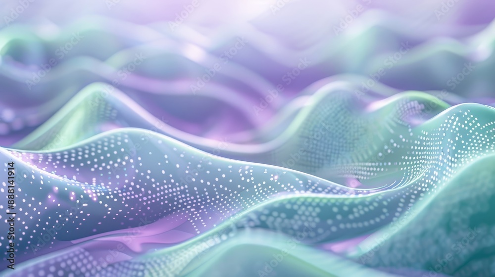 Abstract background with soft lavender and green tones smooth lines and glowing dots Abstract background with soft lavender and green tones smooth lines and glowing dots