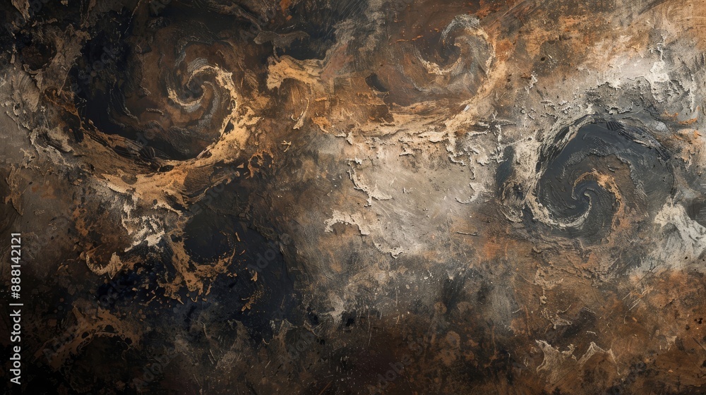 Naklejka premium Smoky patterns abstract wallpaper with deep colors and crumbling stone texture