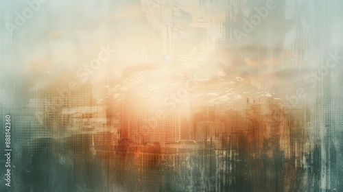 Abstract background blending urban skylines gritty textures and glowing light for city charm