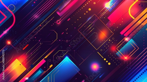 Dark abstract wallpaper with neon geometric shapes and lines futuristic backdrop