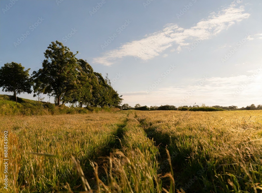 Country Field At Sunset. Tall Grass View Closeup. Country Field At Sunset. Tall Grass View Closeup.