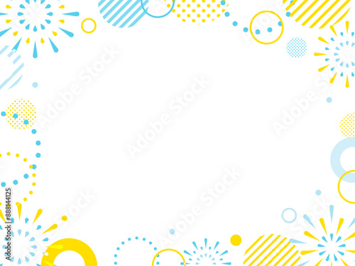 花火・夏のポップな水色フレーム